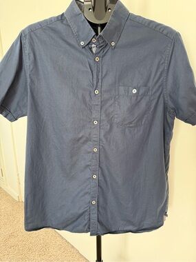 Ted Baker Men's Short-Sleeve Button-Down Shirt in Navy Blue